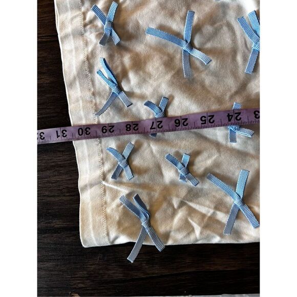 BHLDN Blue Bow Fitted Mini Dress Size 4 White Blue Cinderella Wedding Preppy - Picture 14 of 16